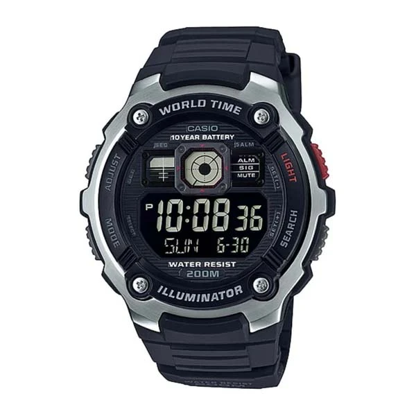 Casio AE-2000W-1BV World Time Digital Fiber Belt Watch